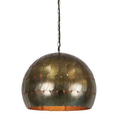 Pangolin Iron Scales Dome Pendant Light, Small, Pewter