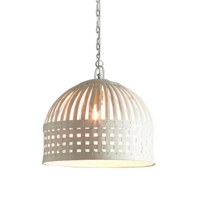 Esch Woven Metal Strips Pendant Light, Small, Vintage White