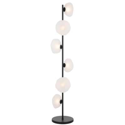 Zecca Iron & Glass Floor Lamp, Black / Opal
