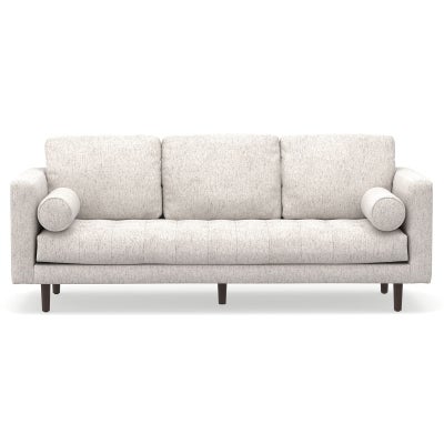 Kirra Linen Blended Fabric Sofa, 3 Seater, Timber Leg, Bone