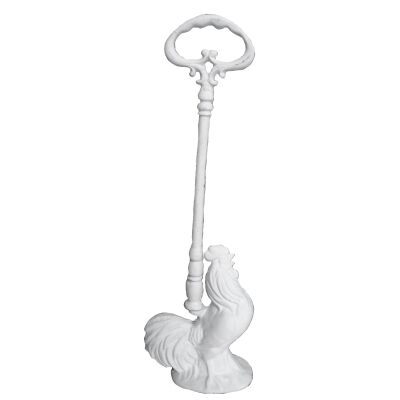 Fernley Cast Iron Door Stopper with Handle, Rooster, Antique White