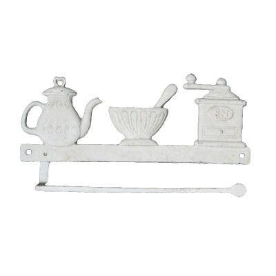 Afternoon Tea Cast Iron Dishcloth Holder, Antique White