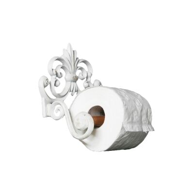 Spire Cast Iron Toilet Roll Holder, Antique White