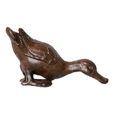 Cast Iron Drinking Duck Figurine Garden Decor, Antique Rust