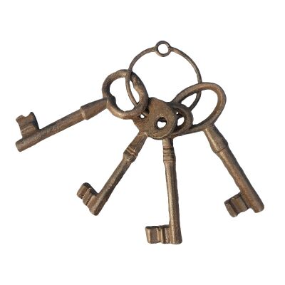 Cast Iron Antique Keys on Ring Ornament, Antique Rust