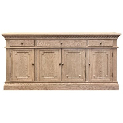 St. James Oak Timber 4 Door 3 Drawer Sideboard, 165cm, Weathered Oak