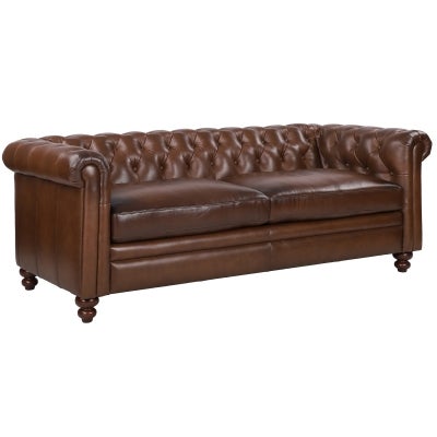 Ridgemont Commercial Grade Full Top Grain Leather Chesterfield Sofa, 3 Seater, Vintage Cognac