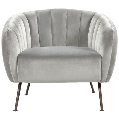 Cecil Velvet Fabric Tub Chair, Grey