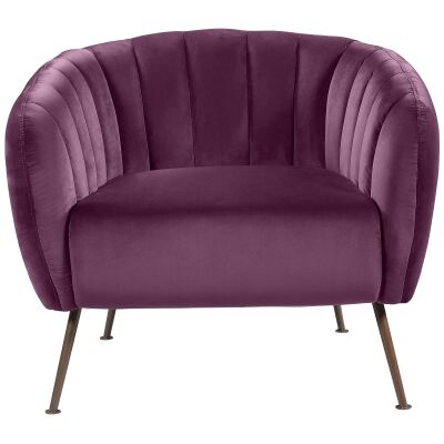 Cecil Velvet Fabric Tub Chair, Purple