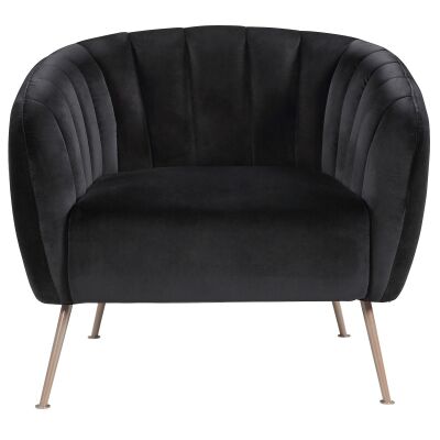 Cecil Velvet Fabric Tub Chair, Black