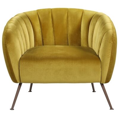 Cecil Velvet Fabric Tub Chair, Gold