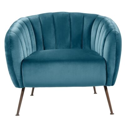 Cecil Velvet Fabric Tub Chair, Turquoise