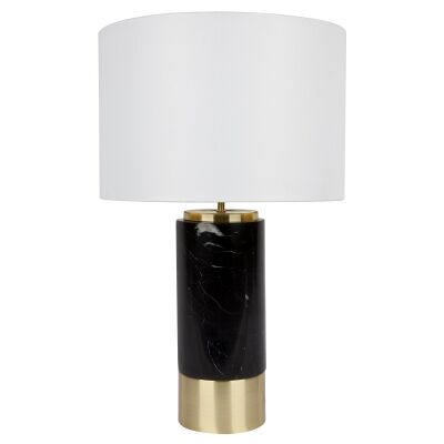 Paola Marble Base Table Lamp, Black / White