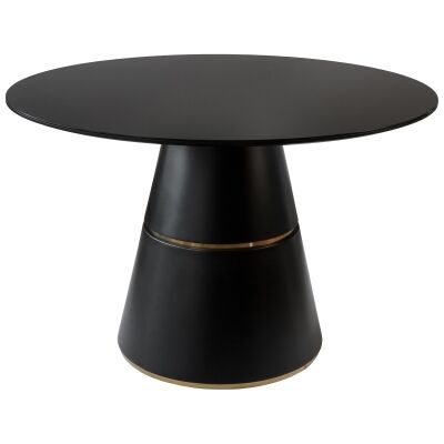 Brice Glass Top Round Dining Table, 120cm, Black