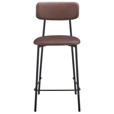 Bailey Leatherette & Metal Counter Stool, Set of 2, Chocolate / Black