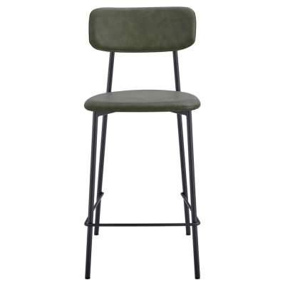Bailey Leatherette & Metal Counter Stool, Set of 2, Olive / Black