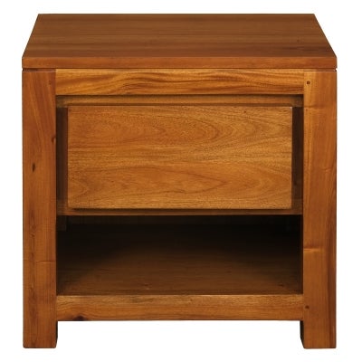 Amsterdam Solid Mahogany Timber Single Drawer Bedside Table - Light Pecan