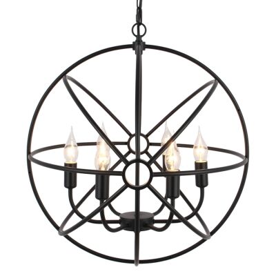 Foucault Rustic Iron Orb Pendant Light, Small