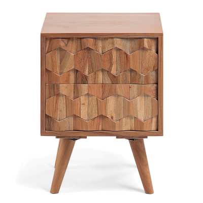 Ilyssa Carved Acacia Timber Bedside Table