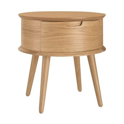 Resvol Wooden Round Side Table, Oak