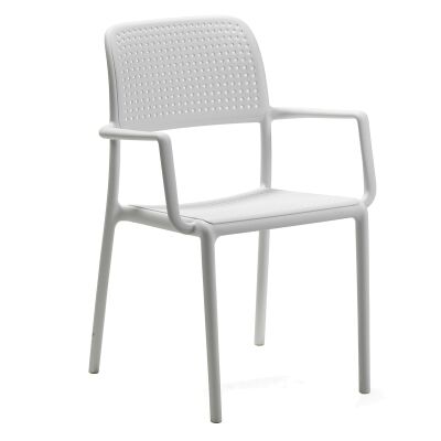 Bora Italian Made Commercial Grade Stackable Indoor / Outdoor Dining Armchair, White