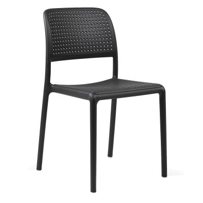Bora Italian Made Commercial Grade Stackable Indoor / Outdoor Dining Chair, Anthracite