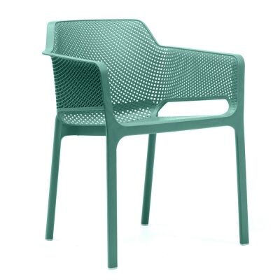 Net Italian Made Commercial Grade Stackable Indoor / Outdoor Dining Armchair, Mint