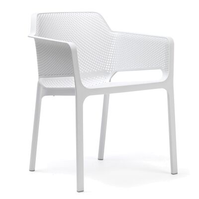 Net Italian Made Commercial Grade Stackable Indoor / Outdoor Dining Armchair, White