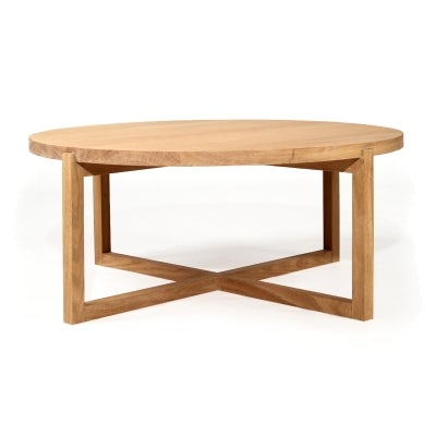 Collaroy American Oak Timber Round Coffee Table, 100cm, Natural