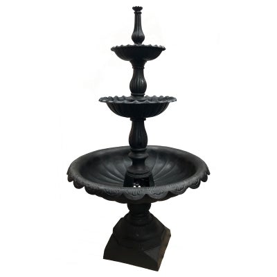 Lisbon Cast Iron Garden Fountain, 3 Tier, Black