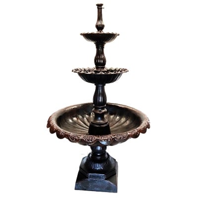 Lisbon Cast Iron Self Contained Garden Fountain, 3 Tier, Black / Red