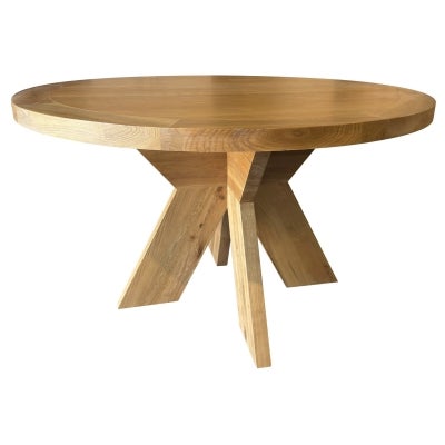 Alvilda Solid Oak Timber Round Dining Table, 130cm, Natural Oak