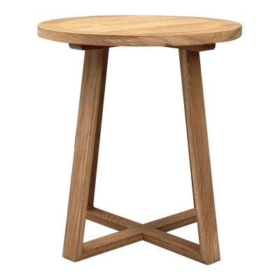 Axel Solid Oak Timber Round Side Table, Natural Oak