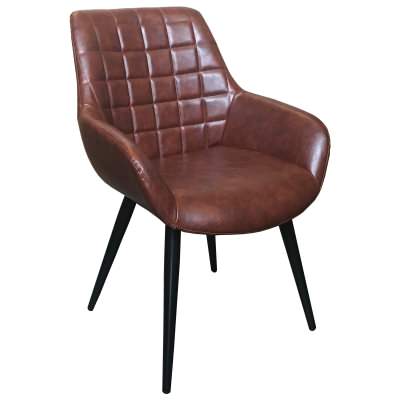 Leinhon Faux Leather Dining Armchair, Brown