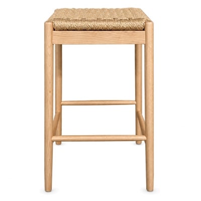 Arlo Beech Timber & Woven Cord Backless Counter Stool