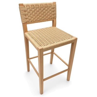 Arlo Beech Timber & Woven Cord Counter Stool