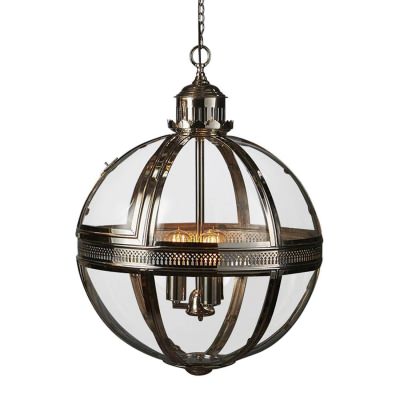 Saxon Metal & Glass Globe Pendant Light, Large, Nickel