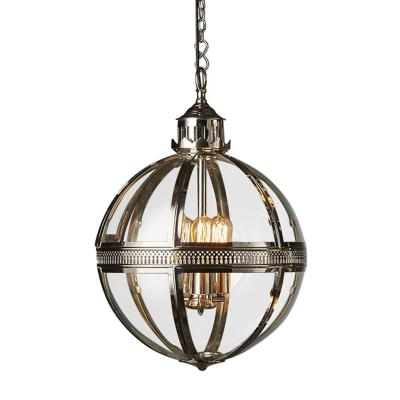 Saxon Metal & Glass Globe Pendant Light, Medium, Nickel