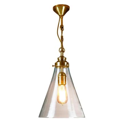 Gadsden Glass Pendant Light, Small, Antique Brass