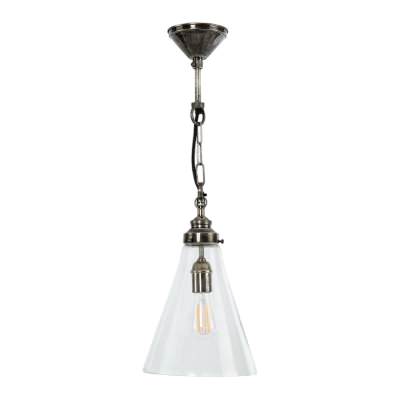 Gadsden Glass Pendant Light, Small, Antique Silver