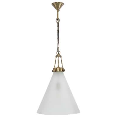 Gadsden Glass Pendant Light, Large, Antique Brass