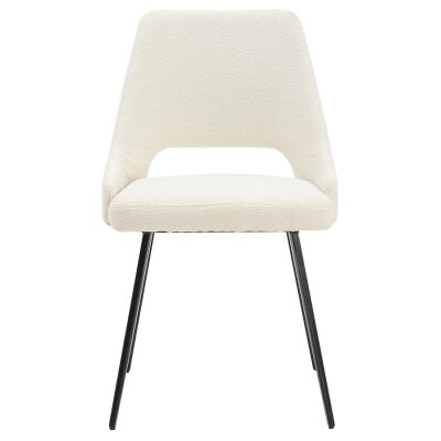 Eva Commercial Grade Waterproof Boucle Fabric Dining Chair, Cream
