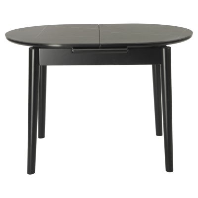 Gael Oval Ceramic Top Pop Up Extension Dining Table, 110-140cm, Black