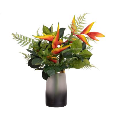 Jimbley Artificial Heliconia & Areca Mixed Arrangement in Vase, 76cm