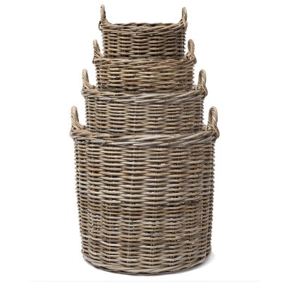 Helmsley 4 Piece Cane Round Storage Basket Set