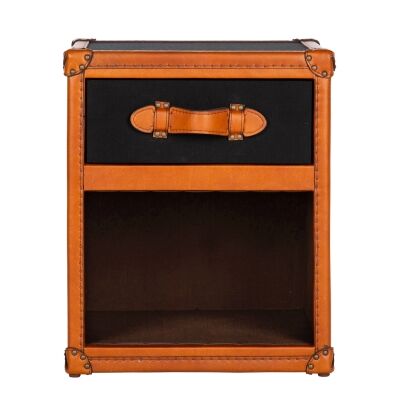 Hampton Vintage Leather and Fabric Single Drawer Side Table