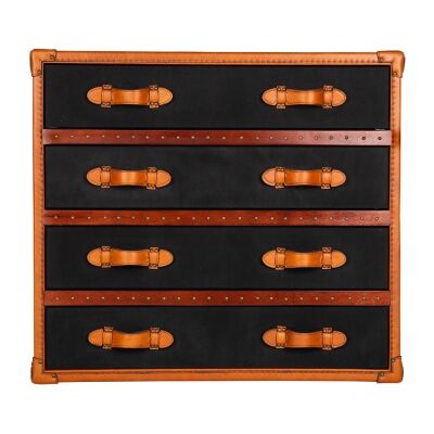 Hampton Vintage Leather and Fabric 4 Drawer Chest
