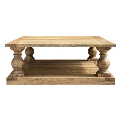 Balustrade Recycled Pine Timber Square Coffee Table, 120cm