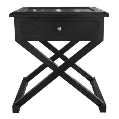 Levi Oak Timber Side Table, Large, Black Oak