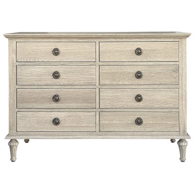 Emmerson Oak Timber 8 Drawer Chest, Weathered Oak